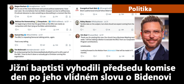 Politika: 59. Jižní baptisti vyhodili předsedu komise den po jeho vlídném slovu o Bidenovi
